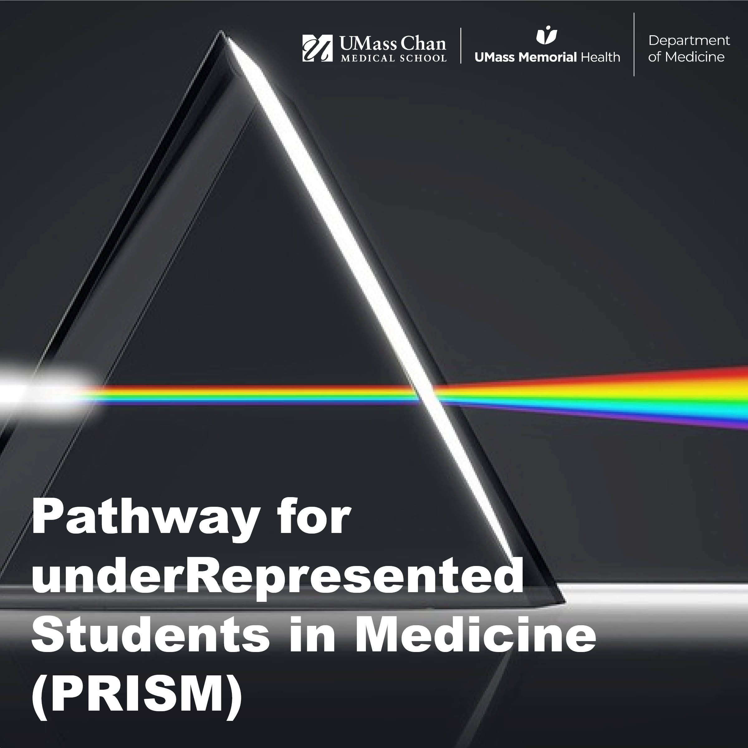 Pathway for underRepresented Students in Medicine (PRISM), image of a prism with a rainbow running through it