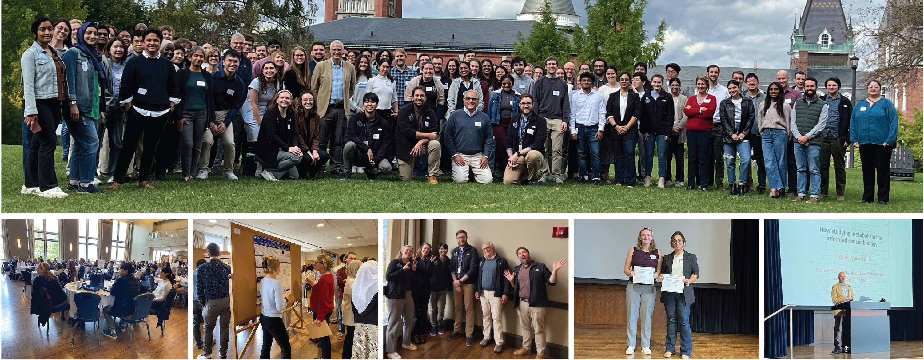 Composite photos showing researchers at a scientific retreat.