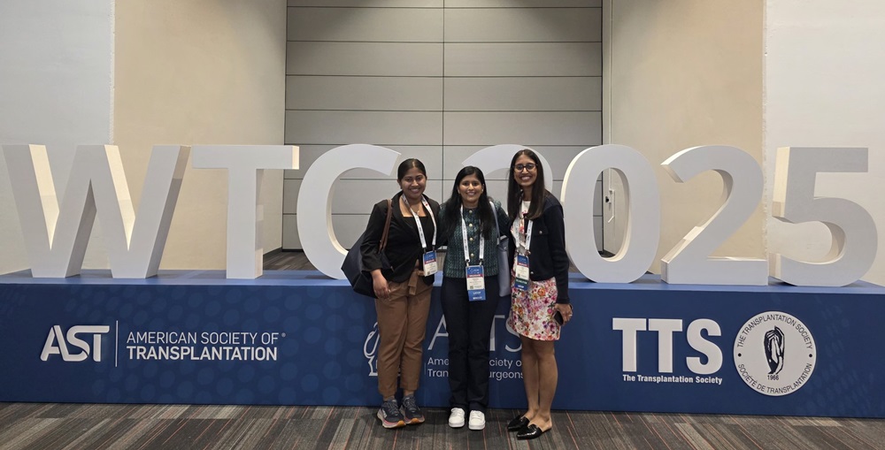 Deepika Devuni and her colleagues at the World Transplant Congress