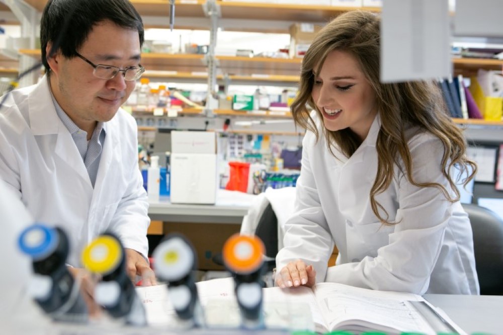 MD-PhD students in a laboratory
