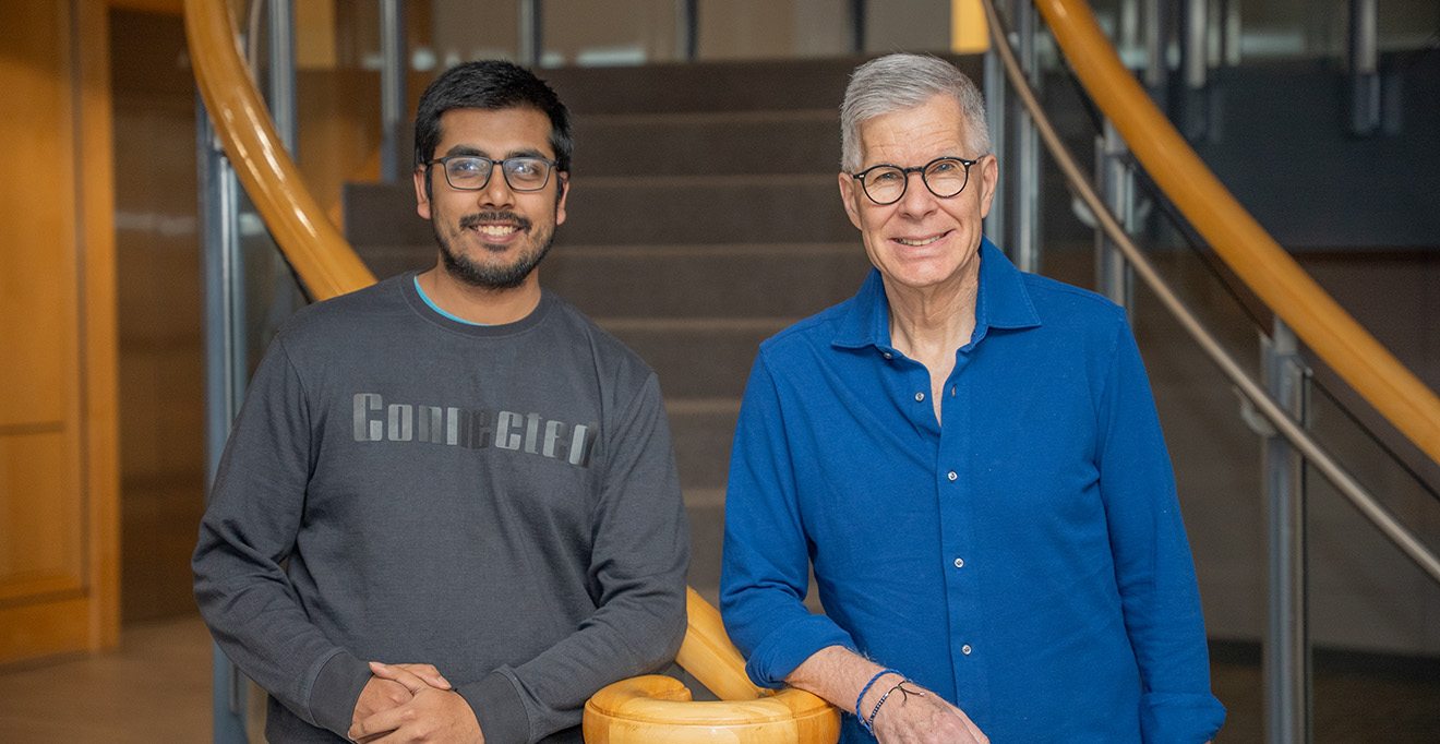 Photo of MD/PhD student Ayush Kumar and Arthur M. Mercurio, PhD, professor of molecular, cell & cancer biology