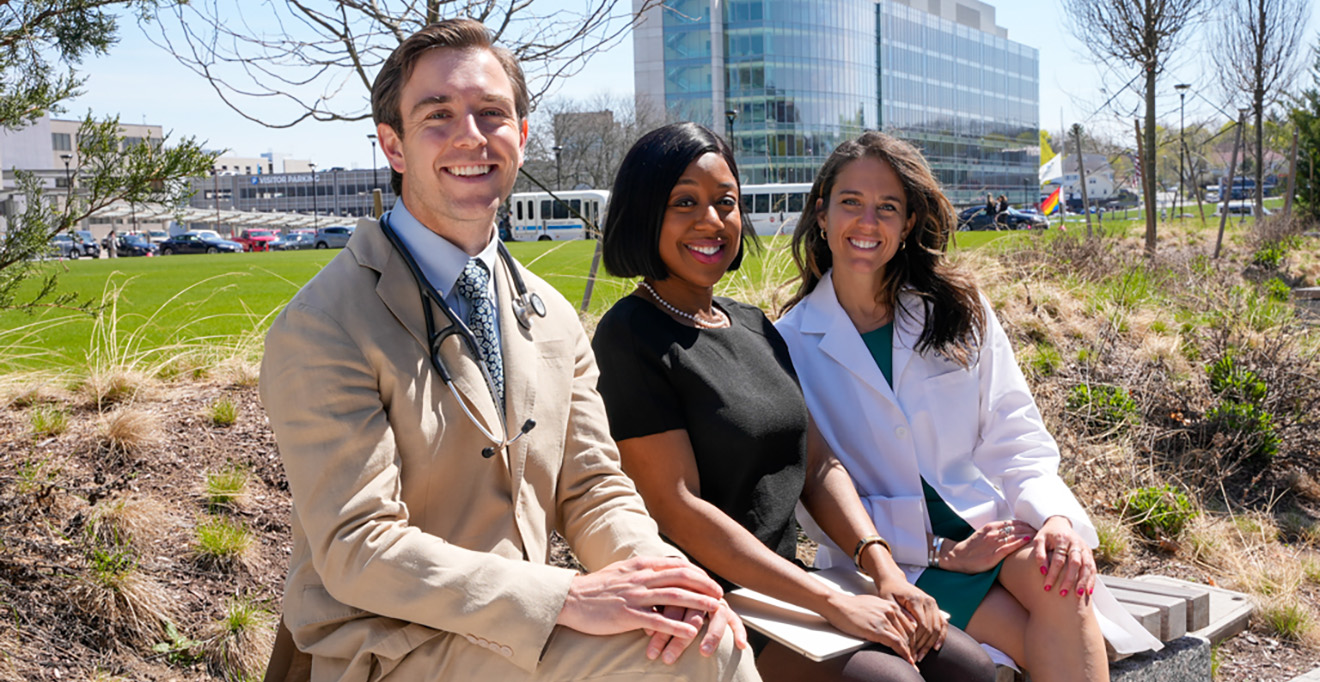 Photo of class speakers Christopher Zaro, Clevanne Julce and Jennifer Konjoian