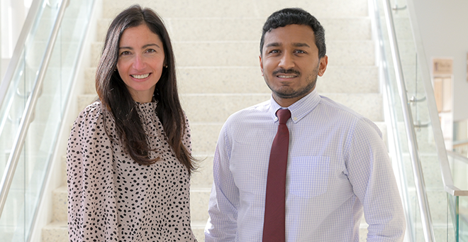 Jamie Faro and Varun Ayyaswami standing together