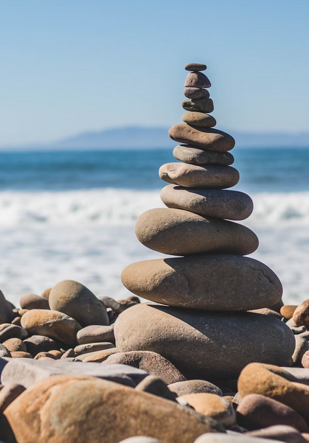 Stacked stones on beach